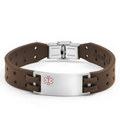 Regan Medical Brown Leather ID Bracelet 9 Inch